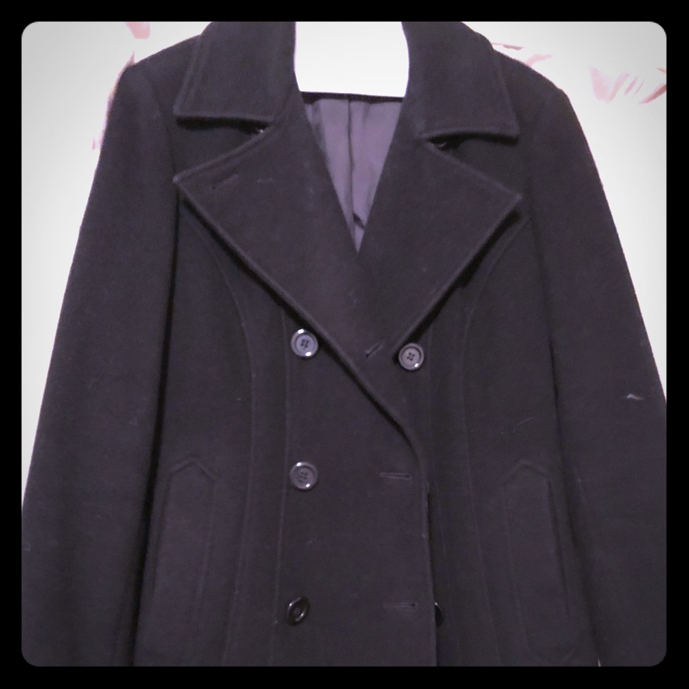 Black pea coat, S, Anne Klein, EUC, wool